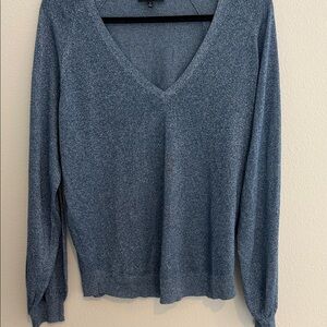 7 For All Mankind Heather Blue w silver threading V-Neck Sweater